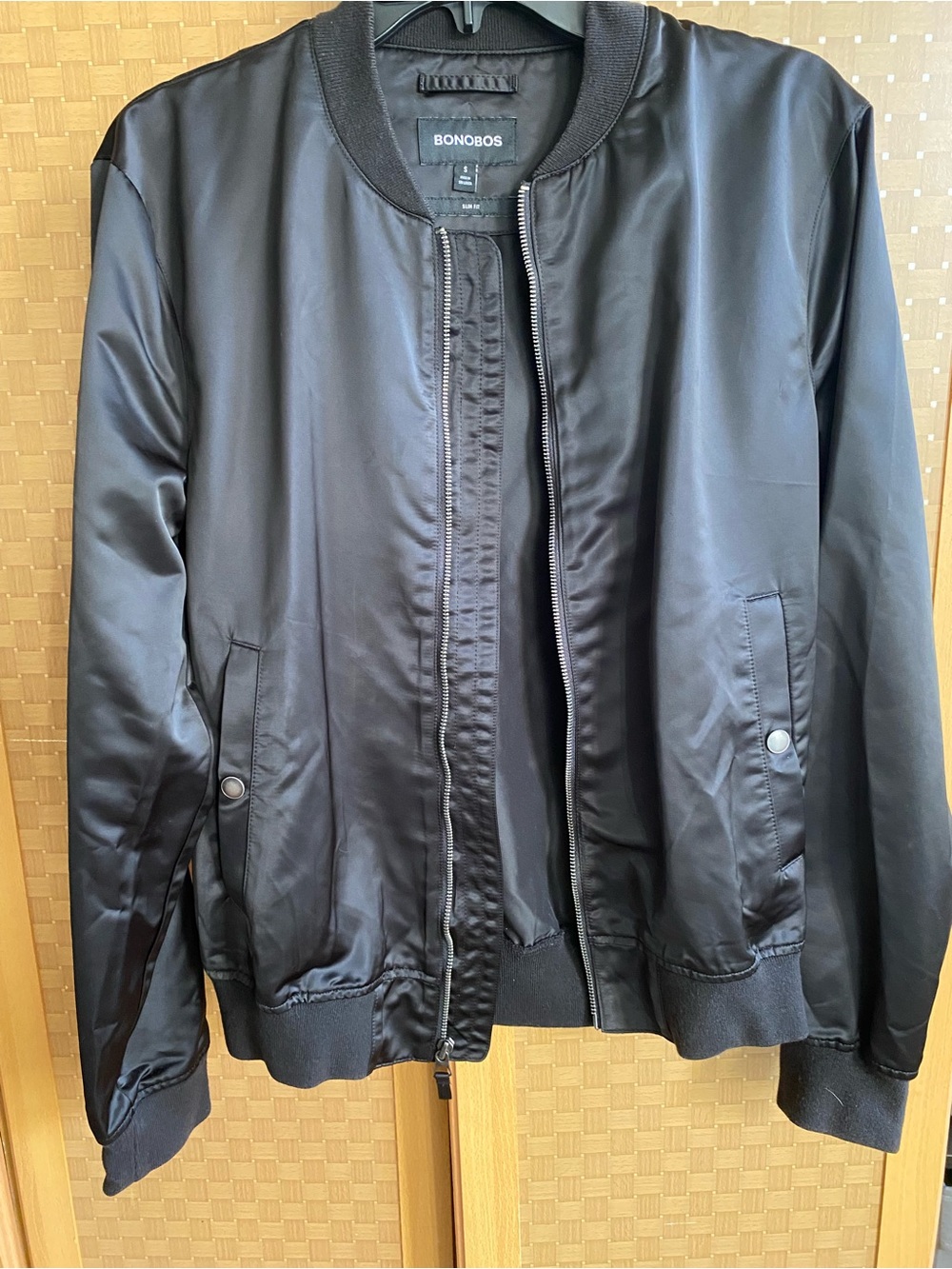 Bonobos Black Satin Bomber Jacket